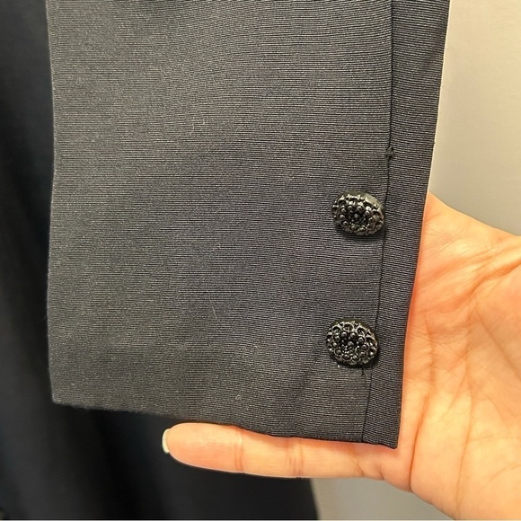 Vintage VI. petites black dress button down ruffled collar - Picture 7 of 9